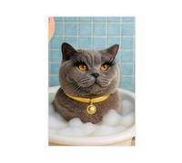 British Shorthair Cat in Bathtub Canvas Poster Bedroom Decor Landscape Office Room Decor Gift 16x24inch(40x60cm)