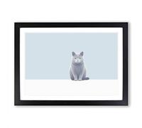British Shorthair Cat Minimalism Framed Print | A2 Black Framed Wall Art | Ready to Hang | Minimalist Flag Picture | Living Room Bedroom Lounge Office