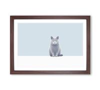 British Shorthair Cat Minimalism Framed Print | A2 Walnut Framed Wall Art | Ready to Hang | Minimalist Flag Picture | Living Room Bedroom Lounge Office