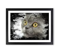 British Shorthair Cat Modern CB Framed Print | A2 Black Framed Wall Art | Ready to Hang | Modern Flag Picture | Living Room Bedroom Lounge Office