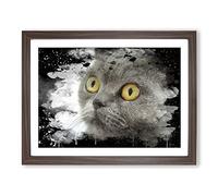 British Shorthair Cat Modern CB Framed Print | A2 Walnut Framed Wall Art | Ready to Hang | Modern Flag Picture | Living Room Bedroom Lounge Office
