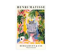 British Shorthair Cat on Toilet Matisse Bathroom Canvas Poster Bedroom Decor Landscape Office Room Decor Gift 12" L X 18" W