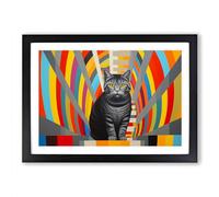 British Shorthair Cat Op Art Framed Print | A2 Black Framed Wall Art | Ready to Hang | Modern Flag Picture | Living Room Bedroom Lounge Office