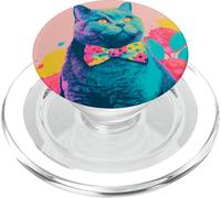 British Shorthair Cat Risograph Pop Art Portrait PopSockets PopGrip for MagSafe