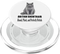 British Shorthair Cat Round Plush and Perfectly British PopSockets PopGrip for MagSafe