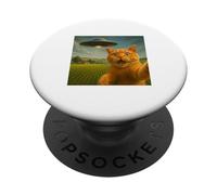British Shorthair Cat UFO Selfie With Invasion Alien Kitten PopSockets Adhesive PopGrip