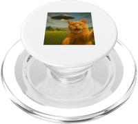 British Shorthair Cat UFO Selfie With Invasion Alien Kitten PopSockets PopGrip for MagSafe