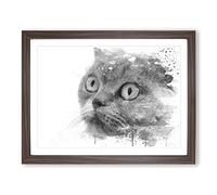 British Shorthair Cat V4 Modern Framed Print | A4 Walnut Framed Wall Art | Ready to Hang | Modern Flag Picture | Living Room Bedroom Lounge Office