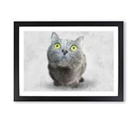 British Shorthair Cat Vol.4 Painting Framed Print | A2 Black Framed Wall Art | Ready to Hang | Modern Flag Picture | Living Room Bedroom Lounge Office