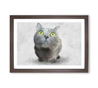 British Shorthair Cat Vol.4 Painting Framed Print | A2 Walnut Framed Wall Art | Ready to Hang | Modern Flag Picture | Living Room Bedroom Lounge Office