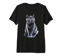 British Shorthair Cat Watercolor Feline Art Premium T-Shirt