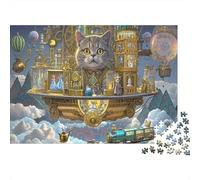 British Shorthair Jigsaw Puzzles For Adults 1000 Piece Educational Games British Purebred Shorthair Cat And Round Body Shape Blue-gray Gradient Color Smoke Patterned Gentle Eyes Elegant Demeanor Cha