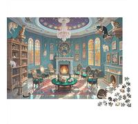 British Shorthair Jigsaw Puzzles for Adults 1000 Piece Educational Games British Purebred Shorthair Cat And Round Body Shape Blue-gray Gradient Color Smoke Patterned Gentle Eyes Elegant Demeanor Cha