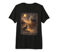 British Shorthair Meowing at The Moon Retro Graphic Cat Love Premium T-Shirt