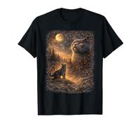 British Shorthair Meowing at The Moon Retro Graphic Cat Love T-Shirt