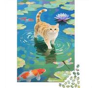 British Shorthair Puzzles 1000 Piece in The Water Decoration Puzzle for Adults And Kids Gift Impossible Games Challenging Puzzles 1000pcs (75x50cm)