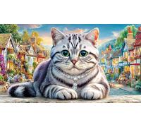 British Shorthair Recycled Paper Jigsaw Puzzle 1000 Piece - Fun Present & Great Gift Idea for Adults 38x26/1000pcs