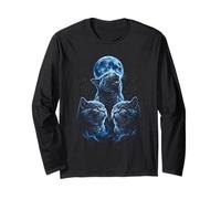 British Shorthair Three Cats Howling At The Moon Long Sleeve T-Shirt