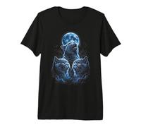 British Shorthair Three Cats Howling At The Moon Premium T-Shirt