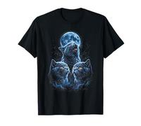 British Shorthair Three Cats Howling At The Moon T-Shirt