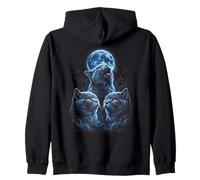 British Shorthair Three Cats Howling At The Moon Zip Hoodie