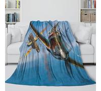 British Spitfire Fighter 3D Printed Fleece Blanket - Military Air Conditioner Blanket for Sofa Bed Chair Crib Decor - Throws Gift for Hubby Boyfriend Girlfriend Neighbor 40x50inch(100x130cm)