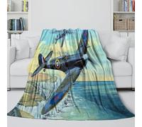British Spitfire Fighter Eye-catching Blanket - Military Blanket Birthday Gift for Son Daughter Grandson Granddaughter Friend - Sofa Bed Office Decor All Seasons 50x60inch(127x152cm)