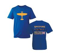 British Spitfire WW2 Jet Graphic T-Shirt, Retro Aviation Hero Union Jack Airforce Plane Shirt, Gift Unise Tee Top (Royal, L Years)