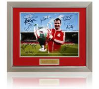 British Sports Museum Brian Clough Tribute Hand Signed by 11 Nottingham Forest Legends 23x19inch Framed