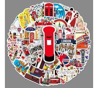 British Stickers 50 Pcs Vinyl England London Travel Sticker for Laptop Luggage Hydro Flask Phone Skateboard Computer Water Bottle Car Bike,Waterproof UK Landscape Sticker for Kids Teens Adults