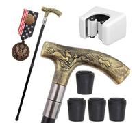 British Style Deer Pattern Cane, Engraved Herd Design Handle Walking Stick, Durable Decorative Mobility Aid for Men Women(Bronze)