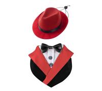 British Style Dog Wedding Suit with Bow Tie Gentleman Hat for Elegant Pet Accessory Perfect for Celebrations (Black, M)