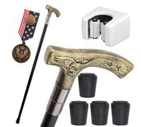 British Style Eagle Pattern Cane, Flat Engraved Handle Walking Stick, Durable Decorative Mobility Aid for Men Women(Bronze)