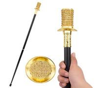 British Style Gemstone Art Walking Stick, Elegant Cane with Jewel Embellishments, Decorative Straight Grip for Men Women Cosplay Costume Prop(BRO-Gold)