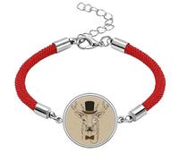 British Style Gentle Beard Deer Hat Bow Tie Animal Lucky Red String Bracelet Rope Bracelet Handmade