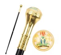 British Style Gold Double Horse Pattern Hiking Cane, Vintage Elegant Embellished Trekking Walking Stick, Sturdy Decorative Mobility Aid for Men Women Outdoor Hiking Camping Cosplay Daily Use