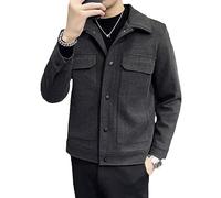 British Style Men Winter Thickening To Keep Warm Woolen Jacket/Male Slim Fit Casual Woolen Coats Clothing Dark Gray M