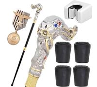 British Style Octopus And Skull Cane, Engraved Handle Walking Stick, Unique Gothic Decorative Mobility Aid for Men Women(Silver)