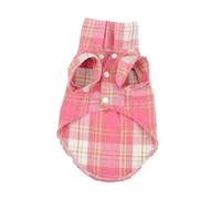 British Style Plaid Dog Vest - Summer Cotton Pet Shirt for Small Dogs - Breathable Puppy Shirts for Chihuahua, Yorkshire Terrier - Lightweight Checkered Tank Top (Size Guide)(Pink,L)