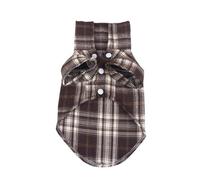 British Style Plaid Dog Vest - Summer Cotton Pet Shirt for Small Dogs - Breathable Puppy Shirts for Chihuahua, Yorkshire Terrier - Lightweight Checkered Tank Top (Size Guide)(Dark Brown,S)
