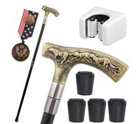 British Style Wolf Pattern Cane, Engraved Pack Design Handle Walking Stick, Durable Decorative Mobility Aid for Men Women(Bronze)