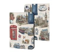 British Symbols Big Ben Telephone Box Case for iPad 10th-1st Generation | PU Tablet Protective Cover with TPU inner for Pad 2018-2022, Air 1-5, Pro 2016-2022, Mini 1-6