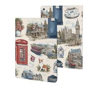 British Symbols Big Ben Telephone Box Case for iPad 10th-1st Generation | PU Tablet Protective Cover with TPU inner for Pad 2018-2022, Air 1-5, Pro 2016-2022, Mini 1-6