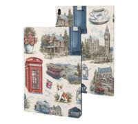 British Symbols Big Ben Telephone Box Case for iPad 10th-1st Generation | PU Tablet Protective Cover with TPU inner for Pad 2018-2022, Air 1-5, Pro 2016-2022, Mini 1-6