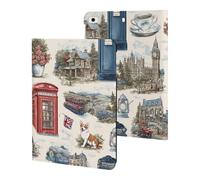 British Symbols Big Ben Telephone Box Case for iPad 10th-1st Generation | PU Tablet Protective Cover with TPU inner for Pad 2018-2022, Air 1-5, Pro 2016-2022, Mini 1-6