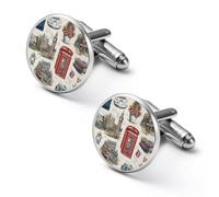 British Symbols Big Ben Telephone Box Classic Shirt Cufflinks for Men 2.0cm