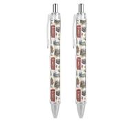 British Symbols Big Ben Telephone Box Retractable Ballpoint Pens Black Ink 0.5mm Fine Tip Ball Point Pencil Office Supplies