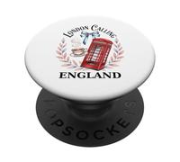 British Tea Time Telephone Booth London England Souvenir PopSockets Adhesive PopGrip