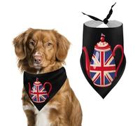 British Tea UK Teapot Union Jack Flag Dog Bandana Adjustable Pet Scarf Bib Cute Triangle Handkerchief for Dogs Cats Gifts