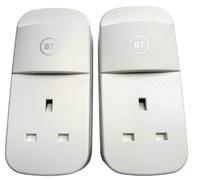 British Telecom BT Powerline Adapters 1000 MBps 1GB Set of 2 Plugs Gigabit Networking Ethernet, White